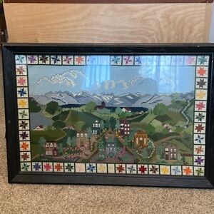 Framed Landscape Needlepoint Art